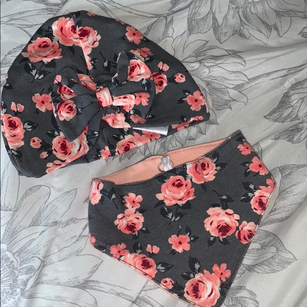 Adorable hat and matching bib